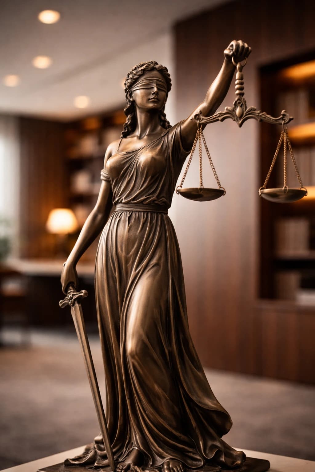 Fundo moderno Advocacia Espíndula - Estátua da Justiça